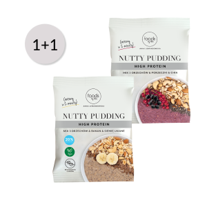 Nutty Pudding Mix 3 Orzechów & Owoców & Superfoods, 50 g 1+1 | Wysoka Zawartość Błonnika. Gotowe w 2 minuty.