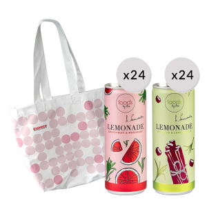 Zestaw: Lemoniada Grejpfrut, 250 ml x24 + Lemoniada Rabarbar, 250 ml x24 + Torba | Orzeźwiająca Lemoniada Foods By Ann w Zestawie z Bawełnianą.