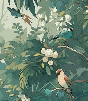 Próbka fototapety parrots in the jungle