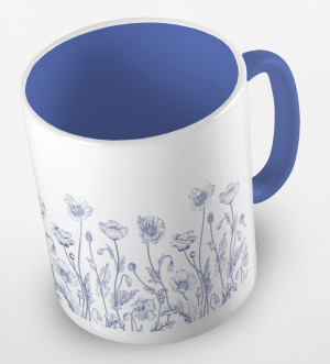 Kubek blue and white poppies