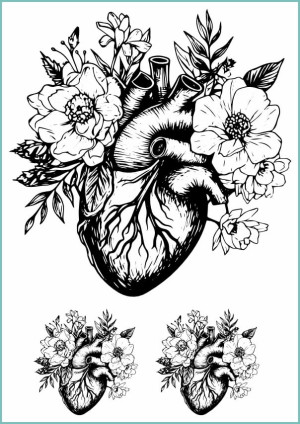 Tatuaże tymczasowe floral anatomical heart