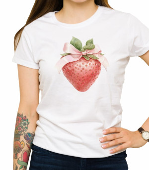 Koszulka strawberry with pink bow