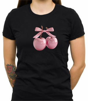 Koszulka cherries with pink bow