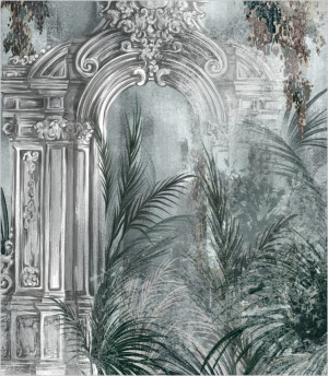 Próbka tapety watercolor tropics with columns