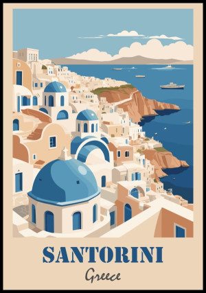 Plakat retro Santorini