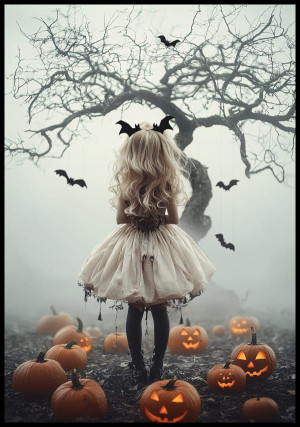 Plakat dziewczynka na Halloween