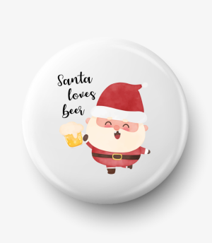 Button santa loves beer