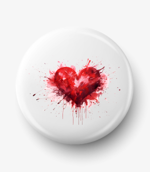 Button red watercolor heart