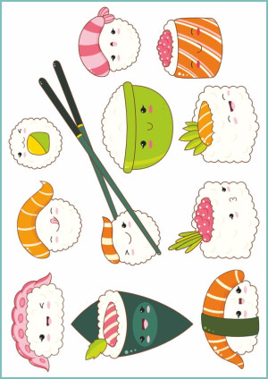 Tatuaże tymczasowe słodkie sushi kawaii 01