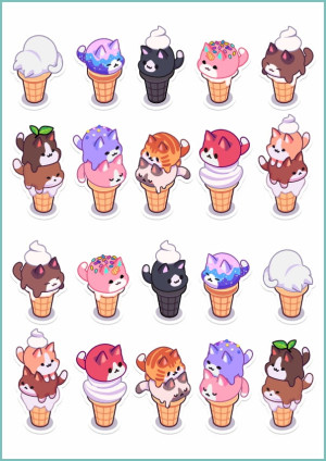 Tatuaże tymczasowe ice cream cats kawaii