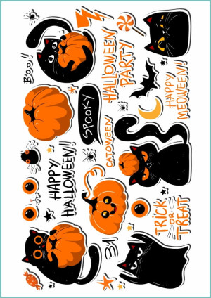 Tatuaże tymczasowe koty w stylu Halloween 01