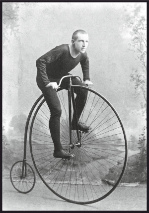 Plakat człowiek na bicyklu