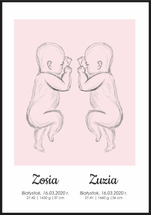 Metryczka bliźniaki dziewczynki