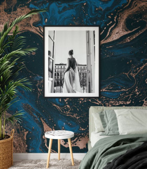 Fototapeta blue and bronze paints