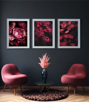 Zestaw plakatów dark red flowers