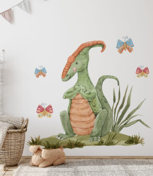 Naklejka jasnozielony dinozaur parazaurolof