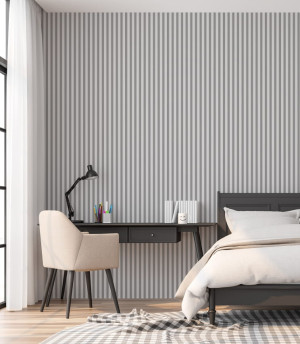 Tapeta szara w pionowe paski | tapeta ścienna do salonu w paski