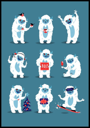 Plakat świąteczny yeti
