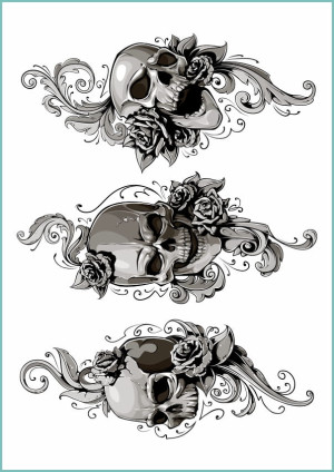 Tatuaże tymczasowe skulls with floral