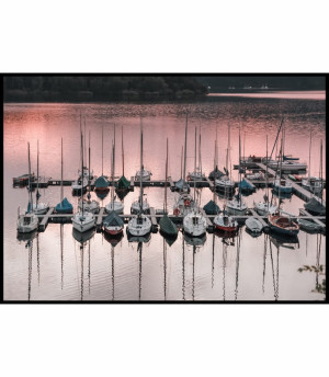 Plakat zachód słońca w marinie nad Rursee