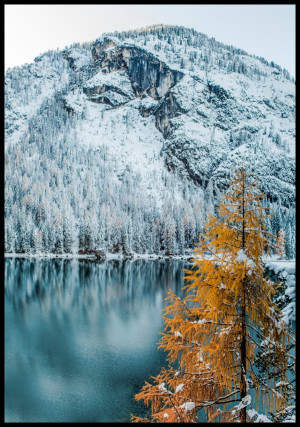 Plakat alpejskie jezioro Braies