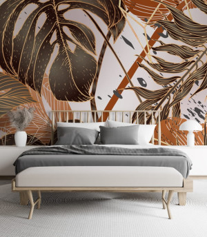 Fototapeta palm leaves on marble