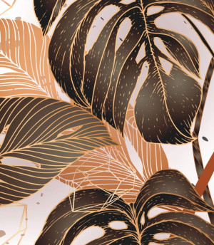 Próbka tapety palm leaves on marble