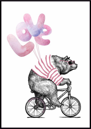 Plakat Niedźwiadek z balonikami "Love"