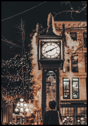 Plakat zegar parowy w Gastown