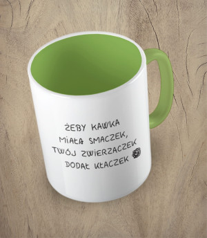 Kubek żeby kawka miała smaczek twój zwierzaczek dodał kłaczek 330 ml | różne kolory