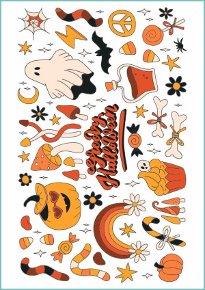 Tatuaże tymczasowe retro zestaw na Halloween 01