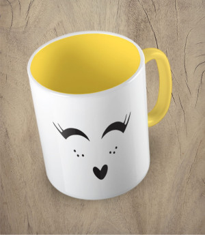 Kubek cute face heart lashes