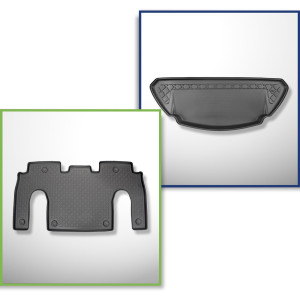 Kit tapis de coffre et tapis de voiture TPE pour: Tesla Model X SUV (10.2016-12.2020)