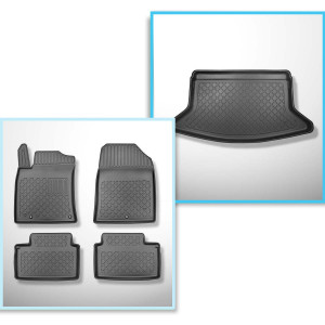 Kit tapis de coffre et tapis de voiture TPE pour: Hyundai i30 III Hayon (02.2017-....) - coffre inférieur ; sans plancher deux niveau du coffre; non