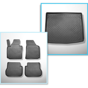 Kit tapis de coffre et tapis de voiture TPE pour: Volkswagen Caddy Life, Comfortline, Trendline Break (2004-10.2020) - 5 places;insonorisation sur le