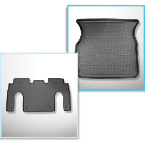 Kit tapis de coffre et tapis de voiture TPE pour: Tesla Model X SUV (10.2016-12.2020) - 6 posti;II rangée;coffre supérieur;derrière 2ème rangée de si