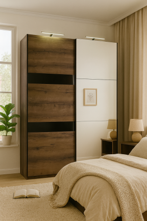 Elegancka szafa dwudrzwiowa z lustrem DENVI 150x215x69