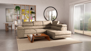 Narożnik Sofa Velvet PLUS, wszystkie zagłówki regulowane z funkcją spania