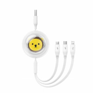 BASEUS Kabel USB 3w1 USB do USB-C, USB-M, Lightning, 3,5A, 1,1m (biały)