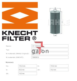 KNECHT Oleju OX143D - OE640/1 - filtr oleju