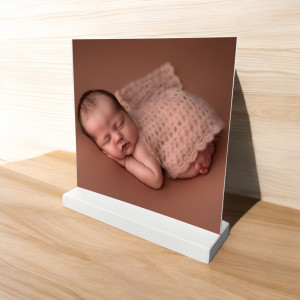 Houten standaard met foto | foto op hout | kraamcadeau