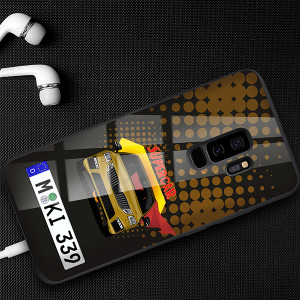 Personalisierte Handyhülle Samsung Galaxy S9+ mit deinem Auto u. Kennzeichen im Design Comic. Viele Handymodelle im Sortiment. - auto4style