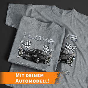 Personalisiertes Tuning T-Shirt Grau-L mit deinem Auto u. Kennzeichen! - auto4style