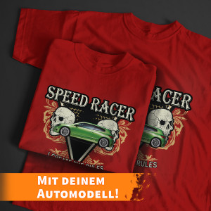 Personalisiertes T-Shirt Rot-L mit deinem Auto u. Kennzeichen mit gewünschtem Foto z.B. von deiner Familie! - auto4style