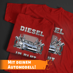 Personalisiertes Tuning T-Shirt Rot-L mit deinem Auto u. Kennzeichen! - auto4style