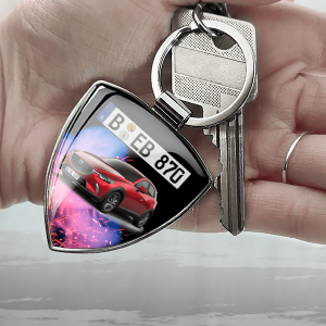 Personalisierter Schlüsselanhänger mit Auto-Modell und Kennzeichen – Individuelles Geschenk für Männer und Auto-Liebhaber! - auto4style