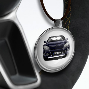 Personalisierter Spiegelanhänger Rund-S Leder mit deinem Auto u. Kennzeichen mit Weißem Hintergrund. - auto4style