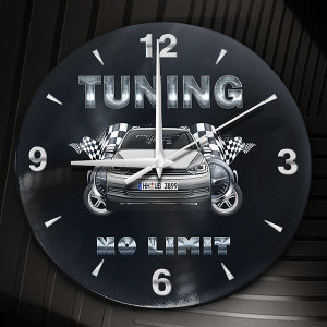 Wanduhr Bedruckt-L Tuning no Limit mit deinem Automodell und Kennzeichen! Wanduhr Auto personalisiert Autouhr Kfz Automotiv - auto4style
