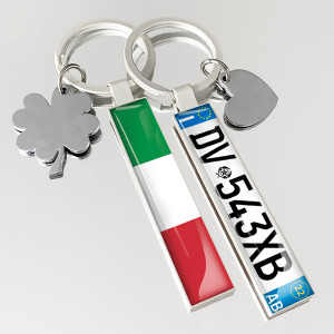 Portachiavi auto personalizzati con targa - Regalo auto unico e originale, portachiavi bandiera italiana!