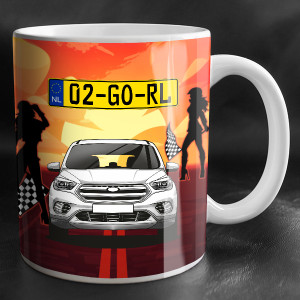 Gepersonaliseerde beker - M Vrouwen met vlaggen met uw automodel en kenteken! Probeer nu de preview!